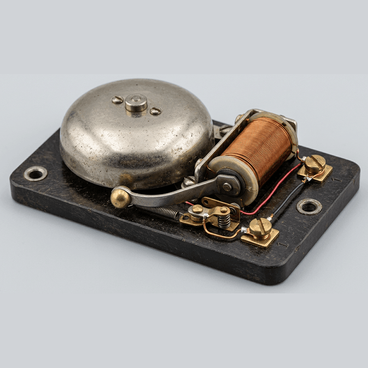 Photorealistic electric bell with the cover removed
